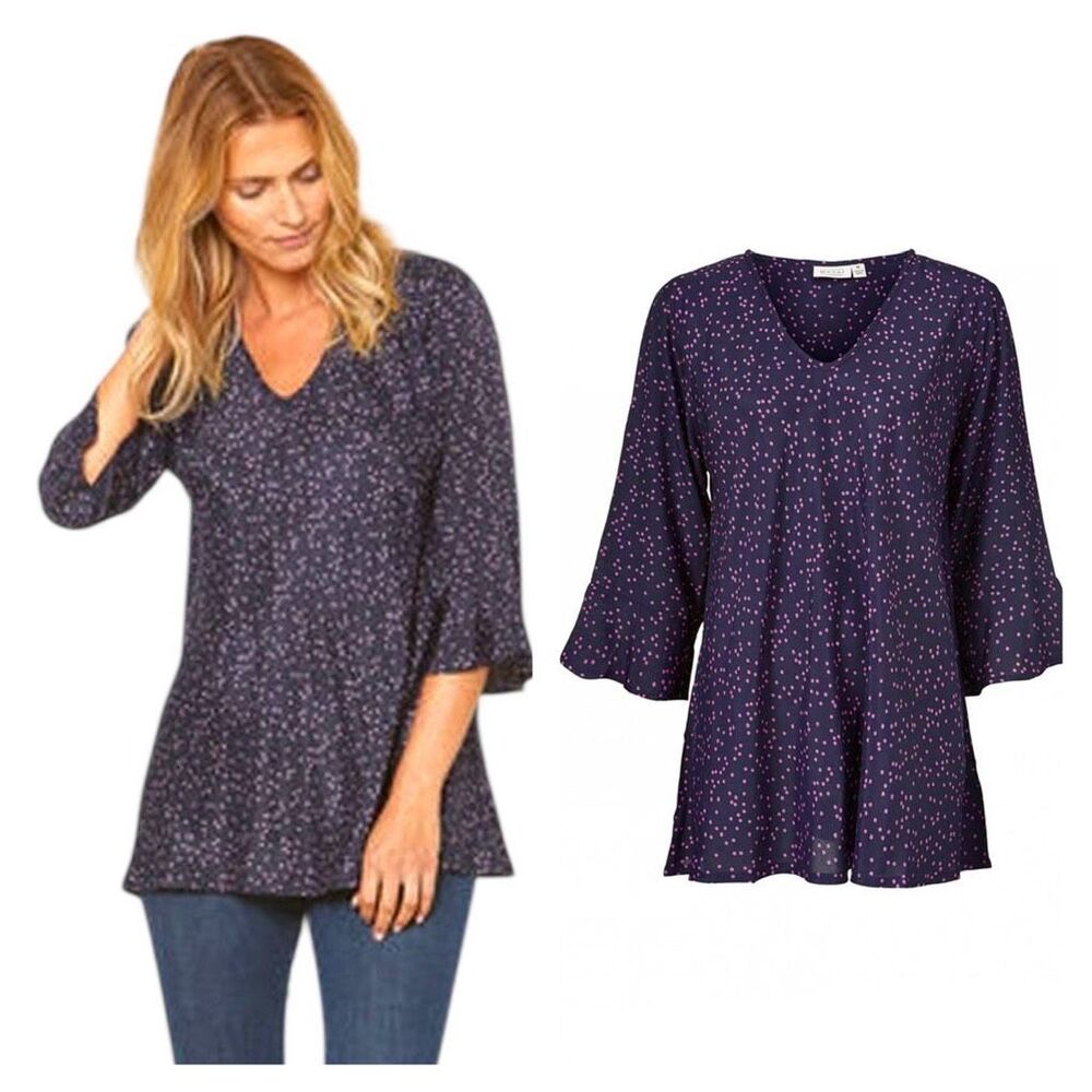 Masai Violet Spot Print quarter sleeve top Sz S